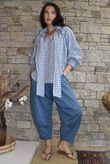 Nonni Gingham Poet Blouse Denim